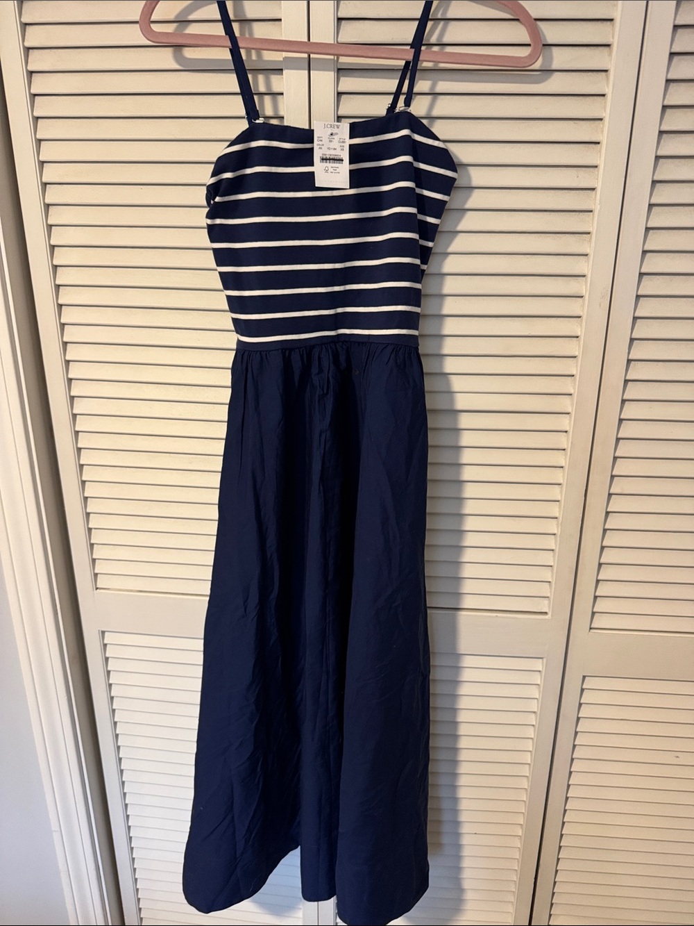 Jcrew women’s Navy and White Striped Midi Dress - Classic Summer Look